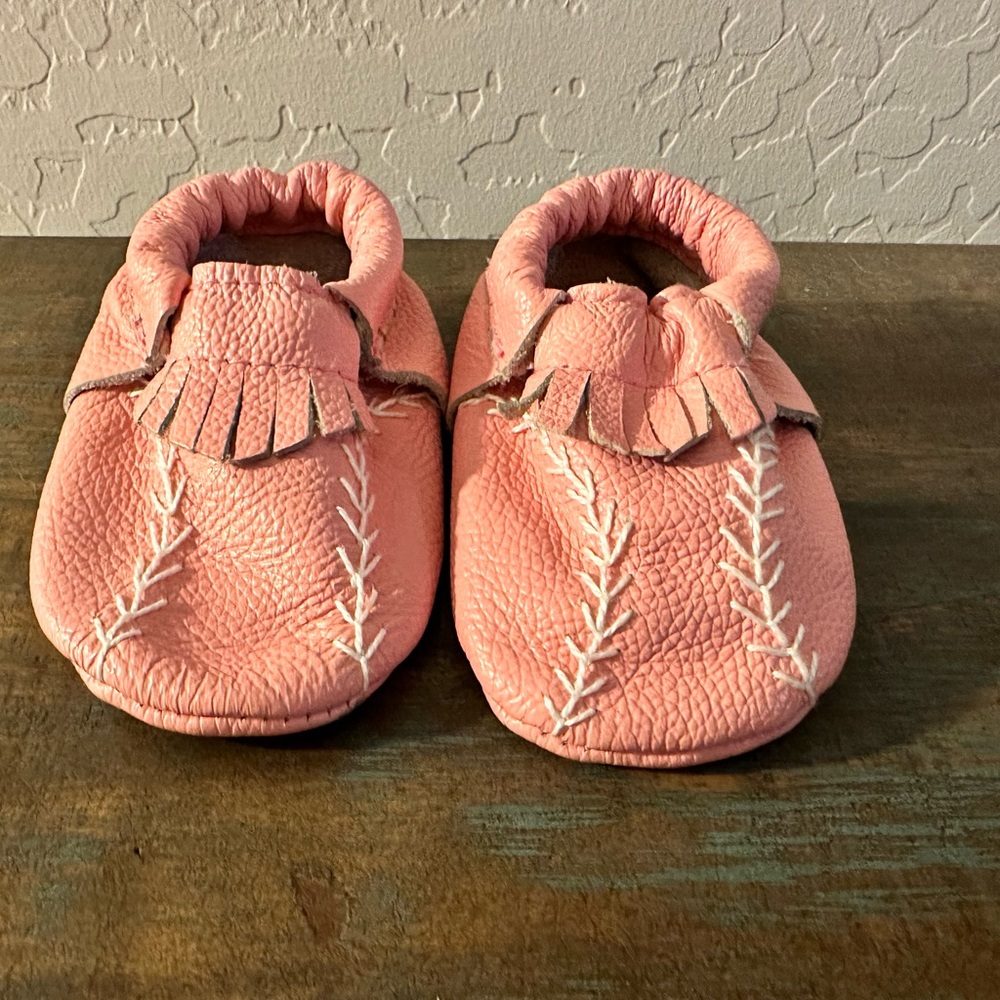 Pink Baseball Moccasins